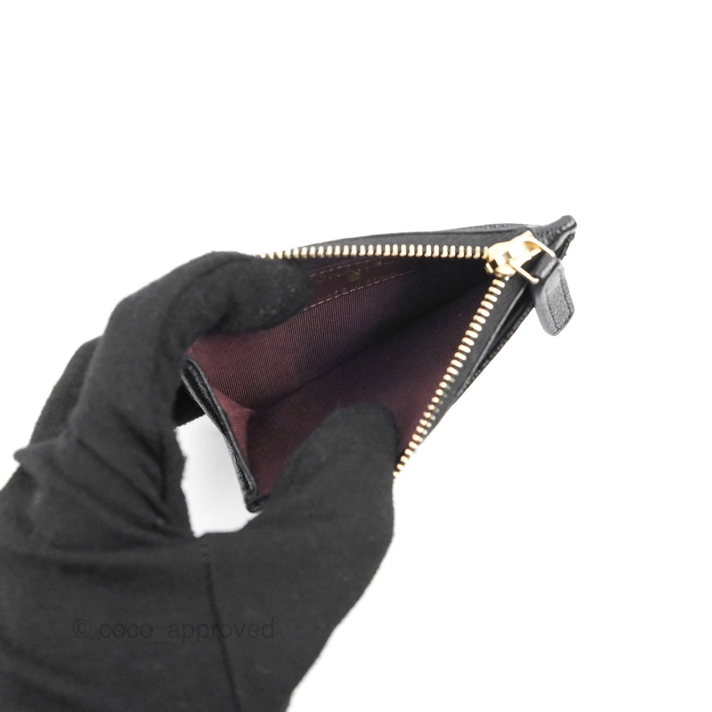 Chanel Quilted CC Zipped Card Holder Caviar Black Gold Hardware