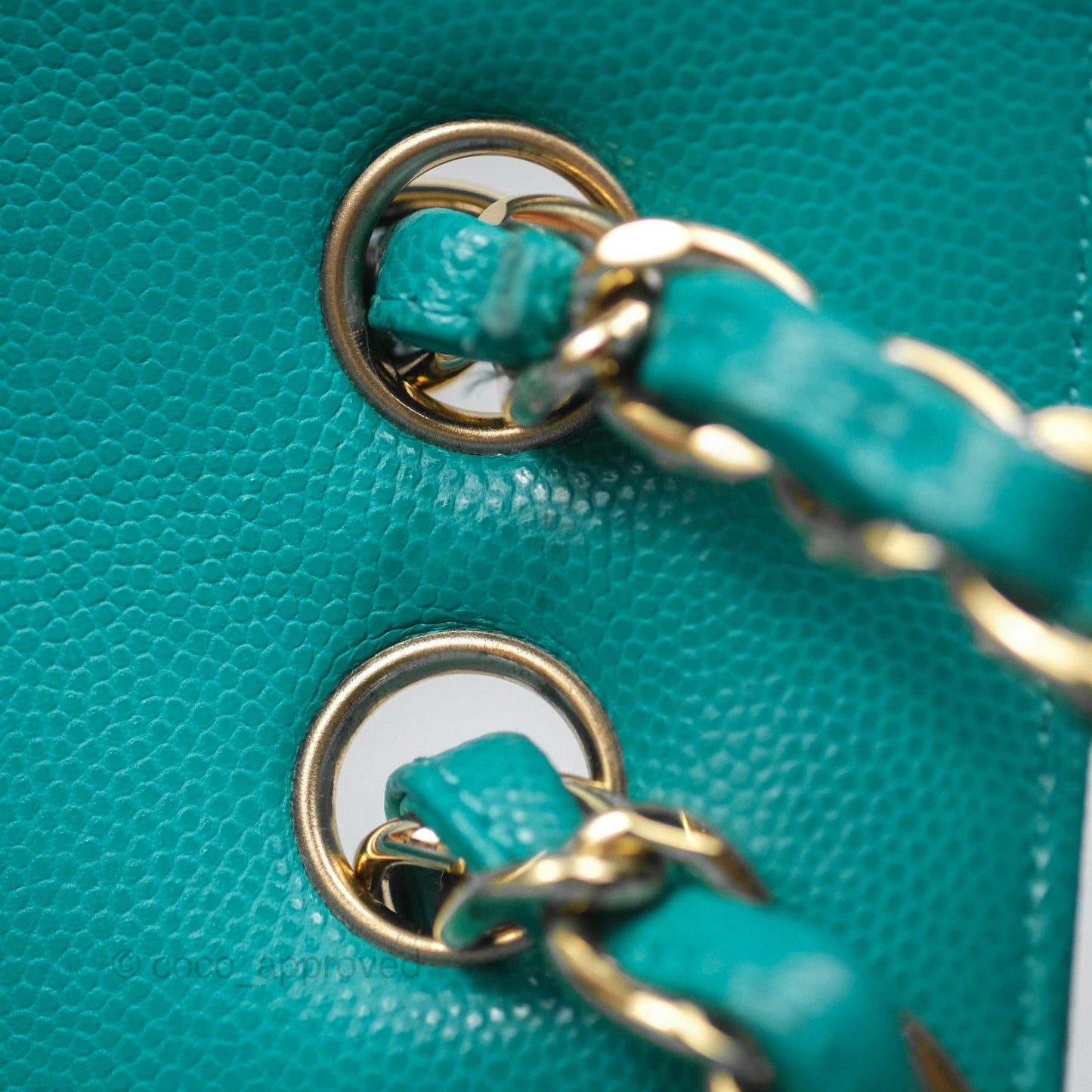 Chanel Jumbo Double Flap Turquoise Caviar Gold Hardware⁣⁣