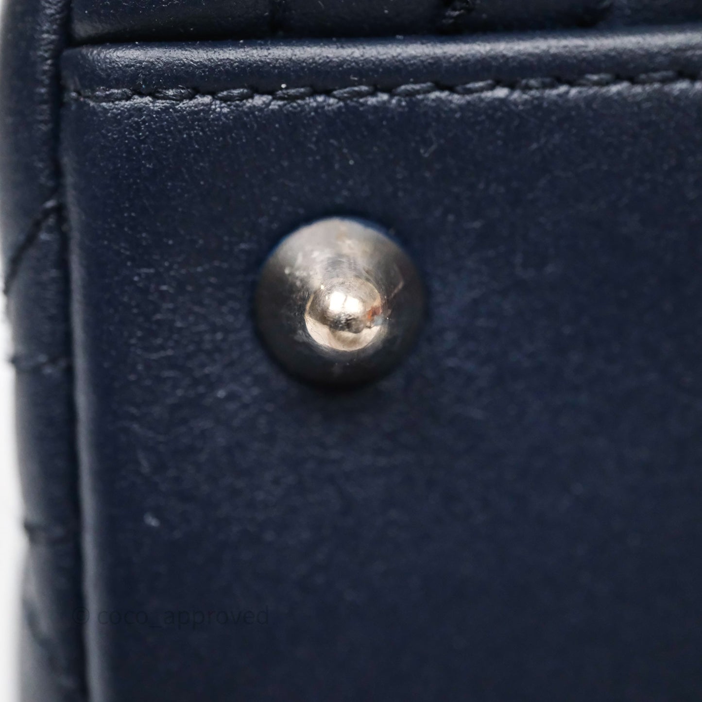 Christian Dior Medium Lady Dior Navy Lambskin Silver Hardware