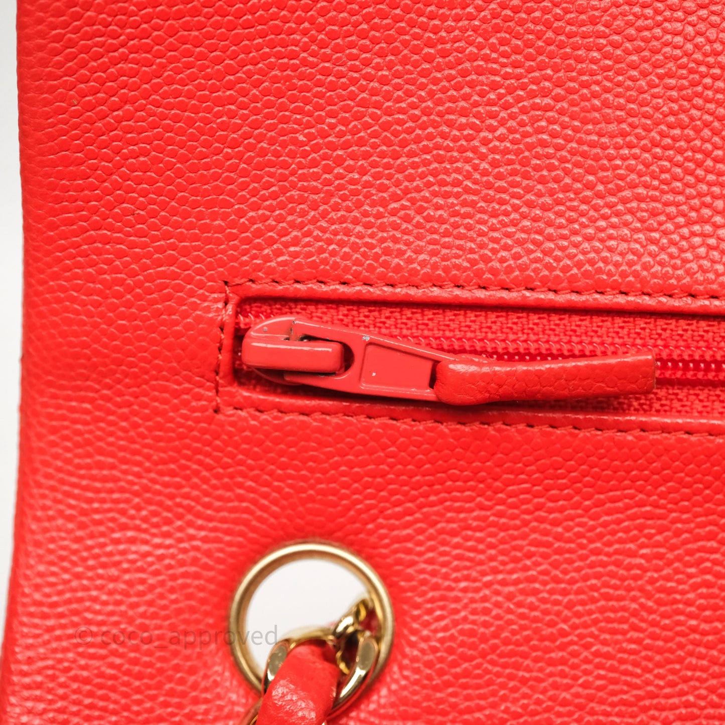 Chanel Small Classic Flap Quilted Red Orange Caviar Gold Hardware
