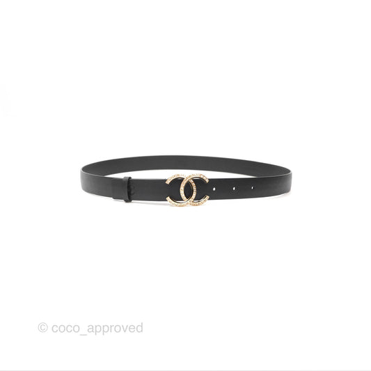 Chanel Crystal CC Belt Black Size 80 24C