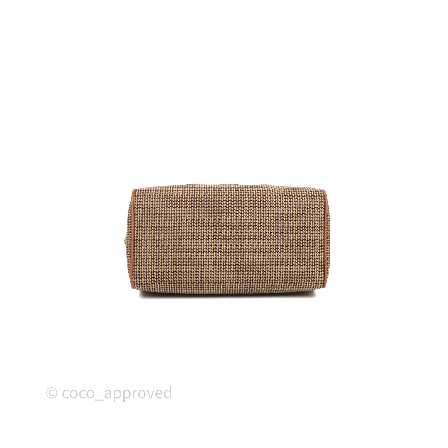 Celine Small Brown Houndstooth Boston Cuir Triomphe Tan Smooth Calfskin Bag
