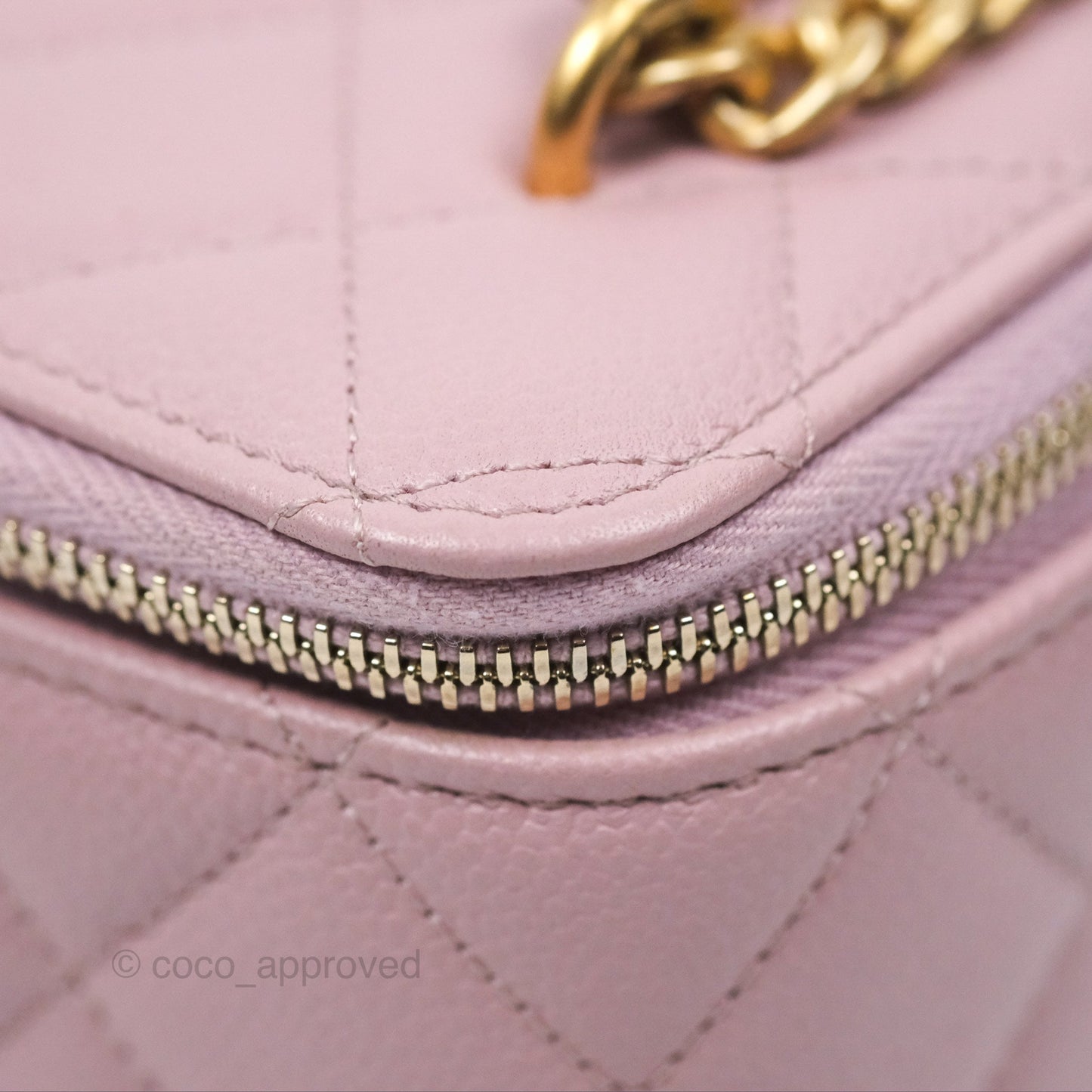 Chanel Vanity with Heart Adjustable Chain Dusty Pink Caviar Aged Gold Hardware