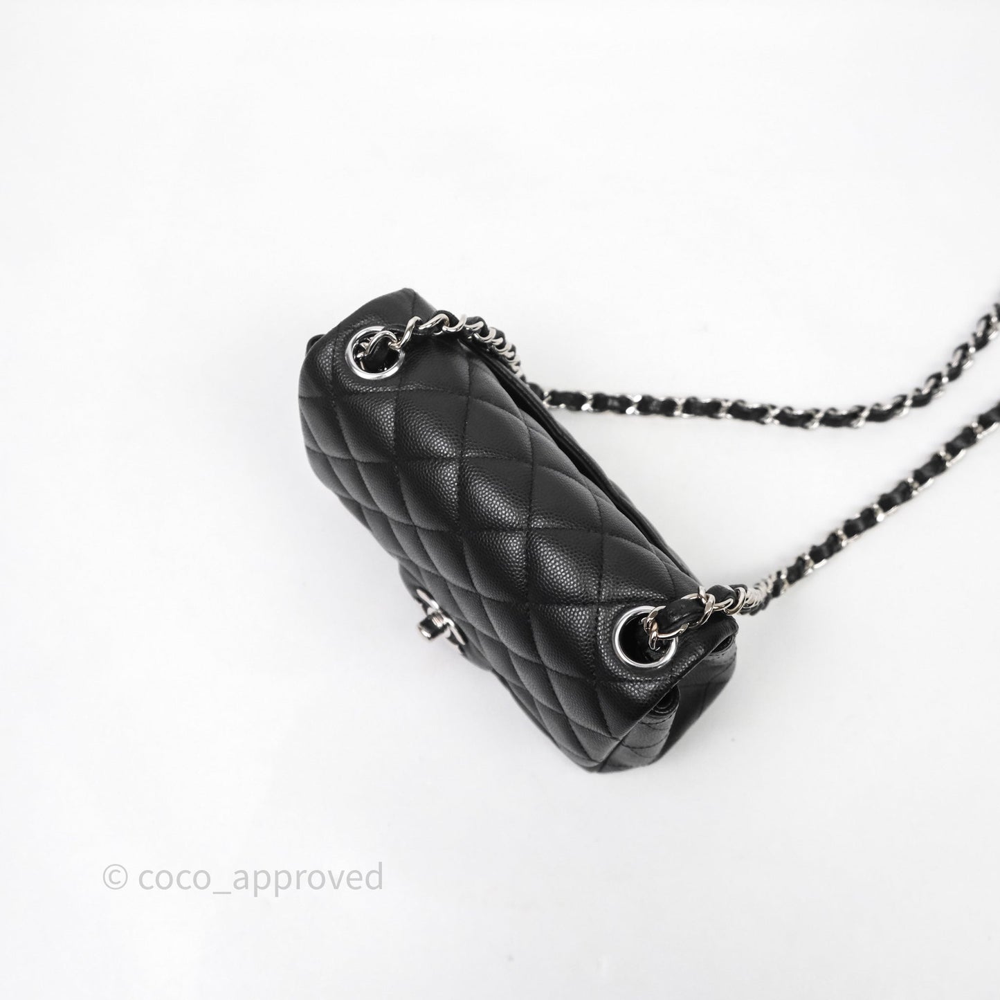 Chanel Mini Square Quilted Black Caviar Silver Hardware