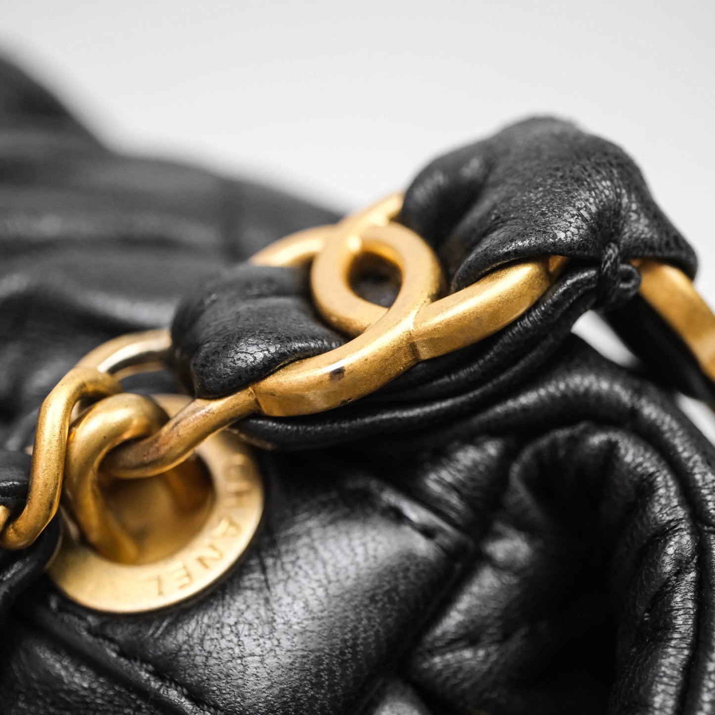 Chanel Small Hobo Bag Crumpled Black Lambskin Aged Gold Hardware