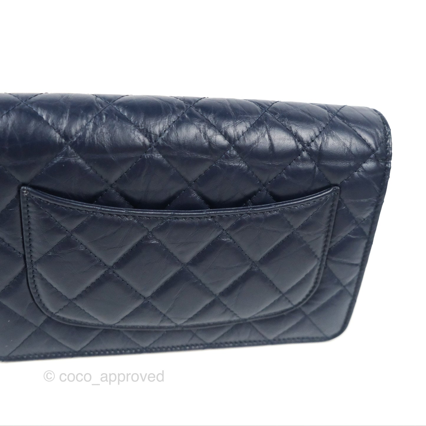 Chanel Quilted Reissue Wallet On Chain WOC Navy Aged Calfskin Gold Hardware