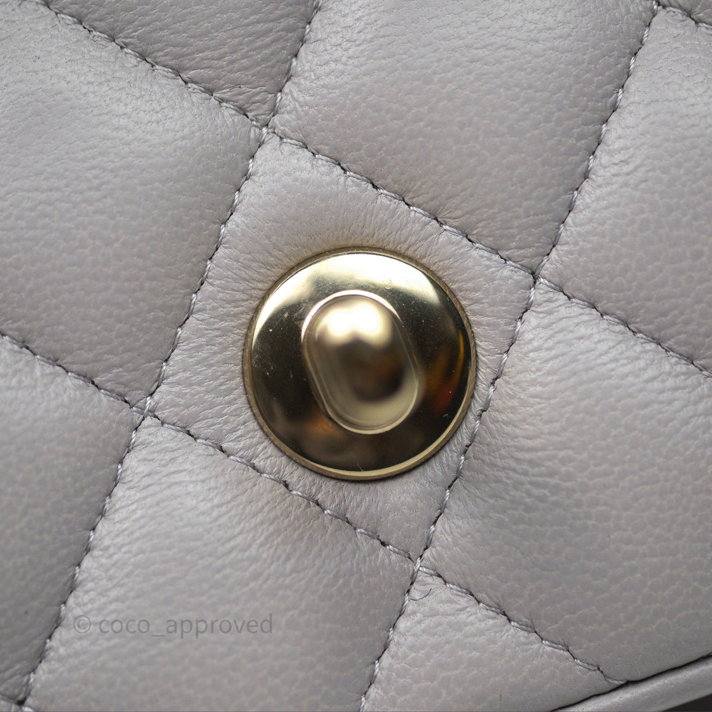 Chanel Mini Square Flap Quilted Light Grey Lambskin Gold Hardware