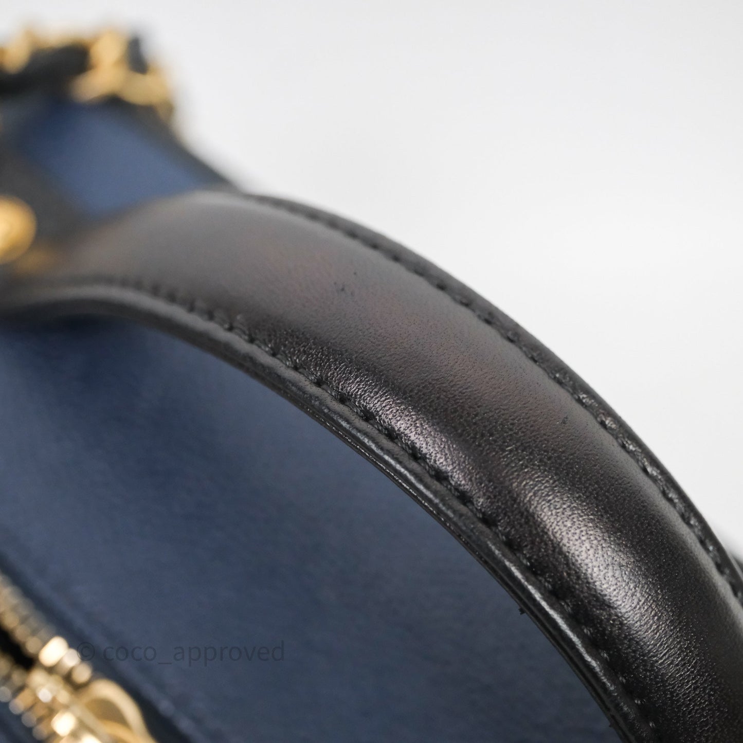 Chanel Quilted Large CC Filigree Vanity Case Navy Black Caviar