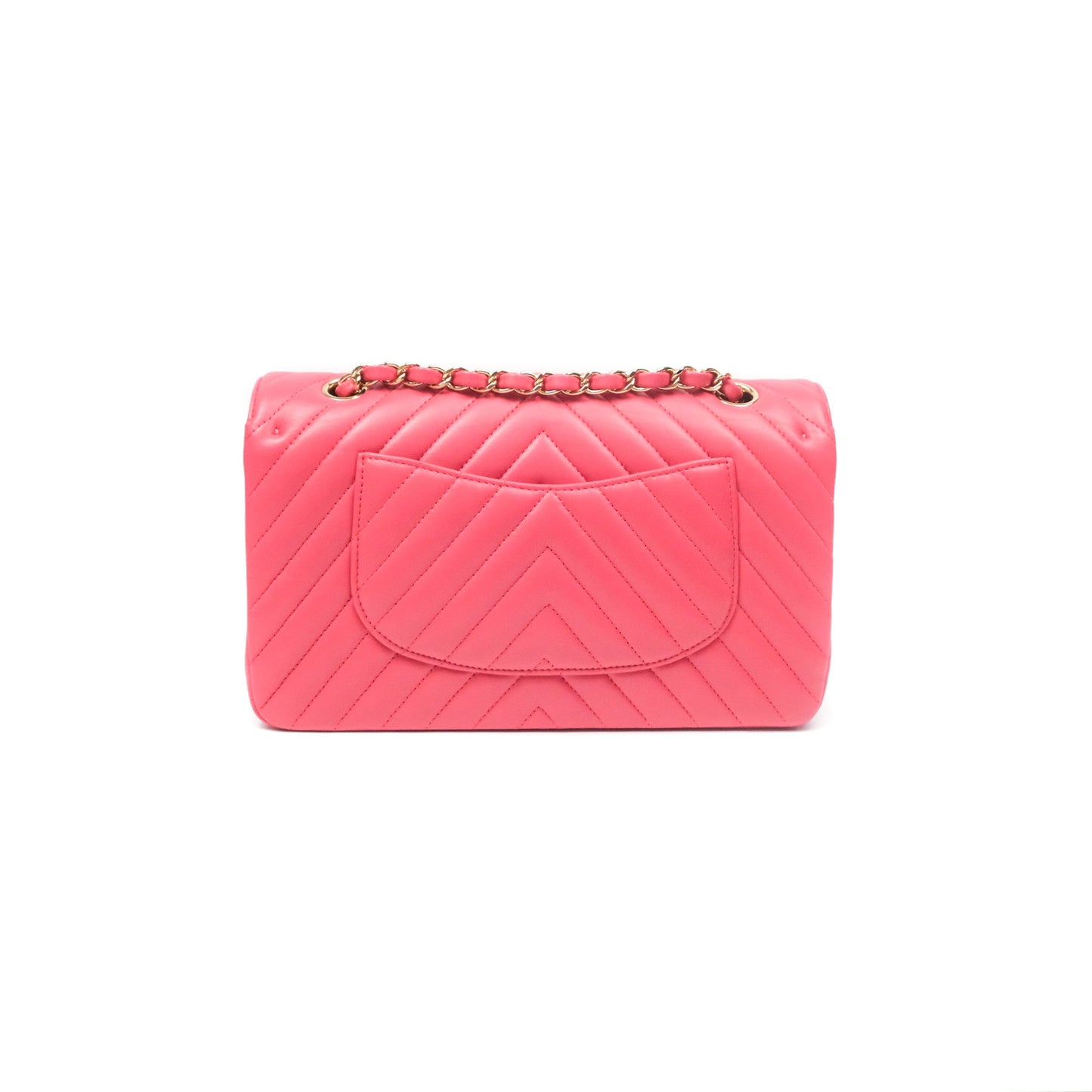 Chanel Medium Classic Flap Chevron Pink Lambskin Gold Hardware