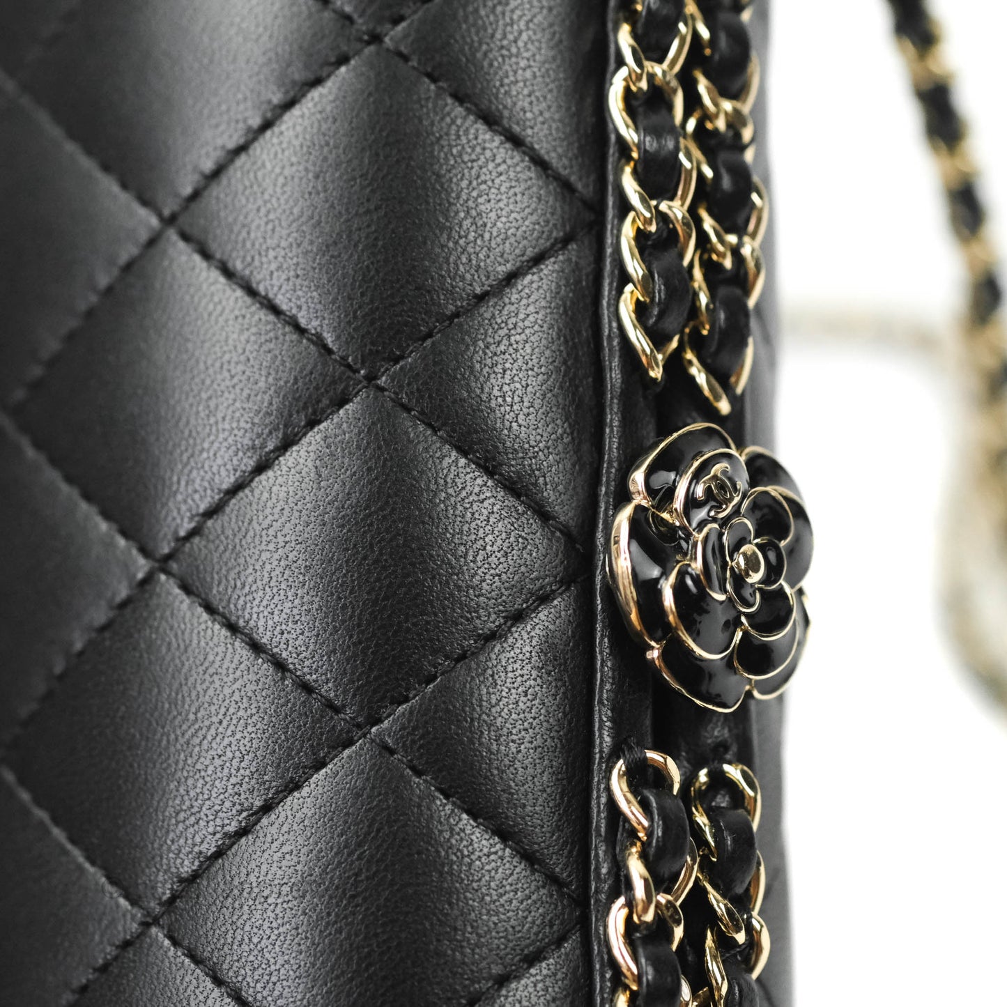 Chanel Quilted Chain Around Clutch Black Lambskin Gold Hardware