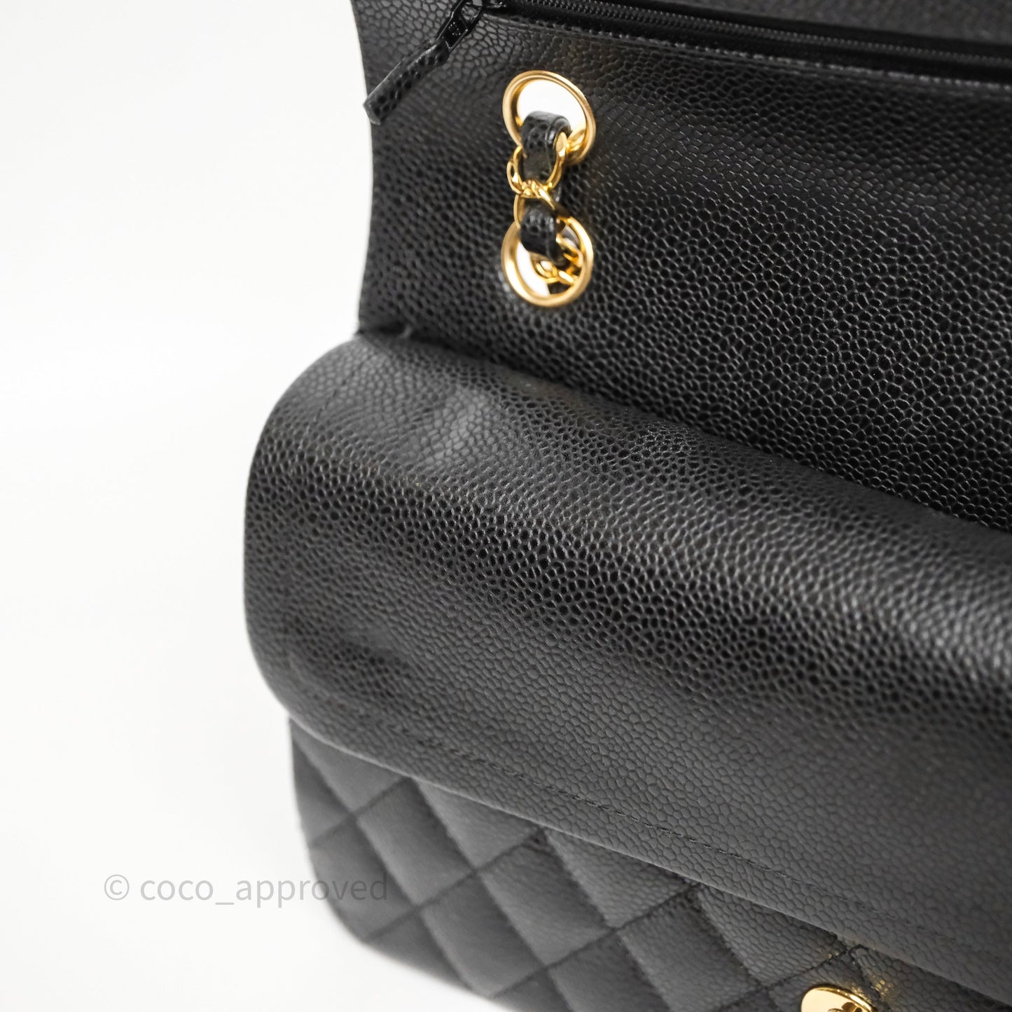 Chanel Classic M/L Medium Flap Quilted Black Caviar Gold Hardware