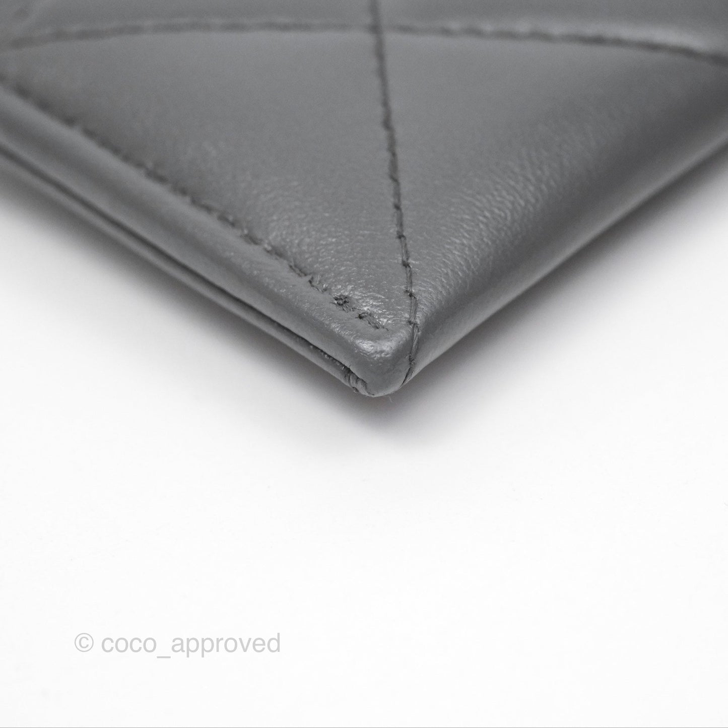 Chanel 19 Quilted Flat Card Holder Dark Grey Lambskin