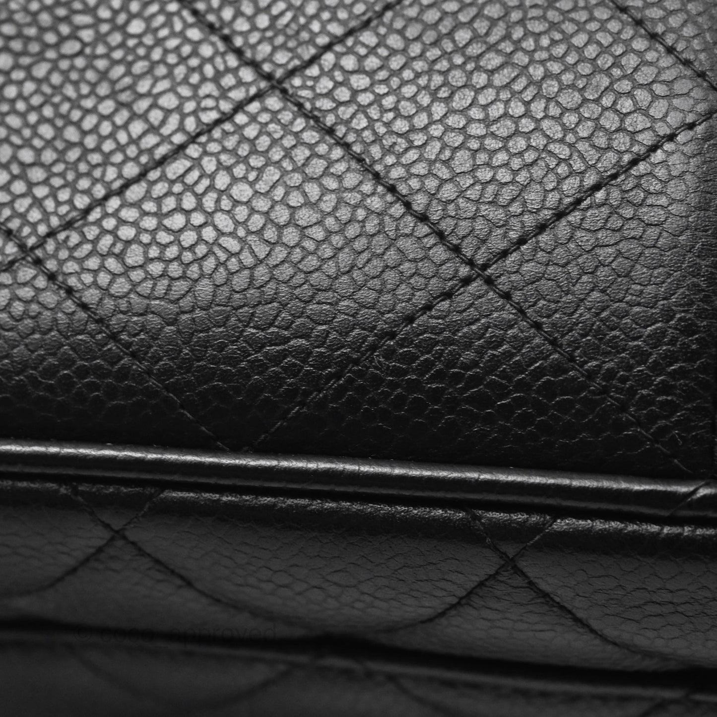 Chanel Vintage Jumbo Single Flap Black Caviar 24K Gold Hardware