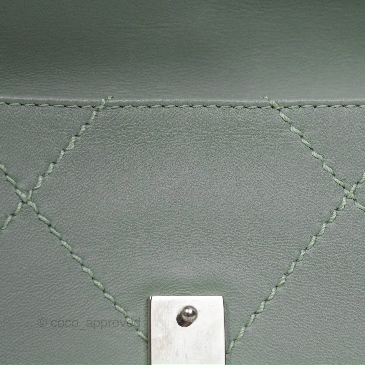 Chanel CC East West Flap Bag Lambskin Mint Green Silver Hardware