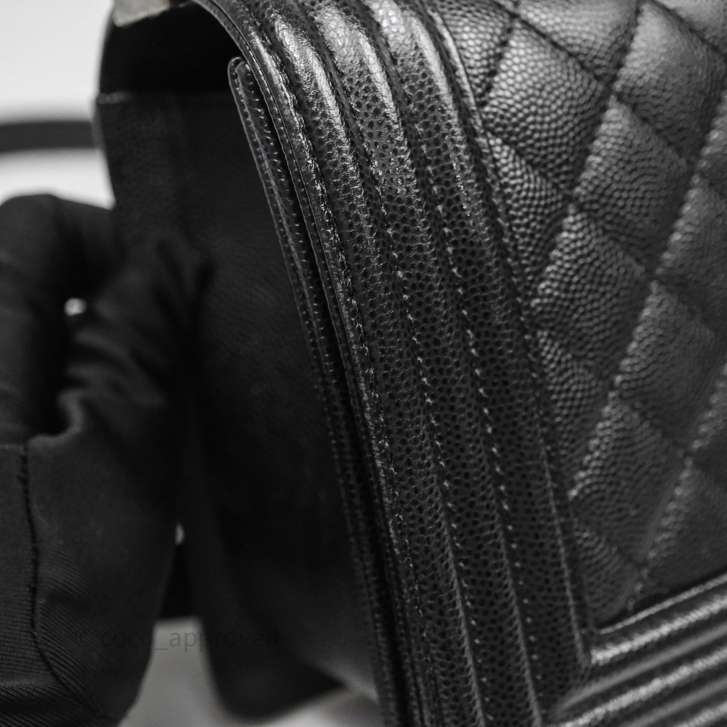 Chanel Medium Boy Quilted Black Caviar Ruthenium Hardware