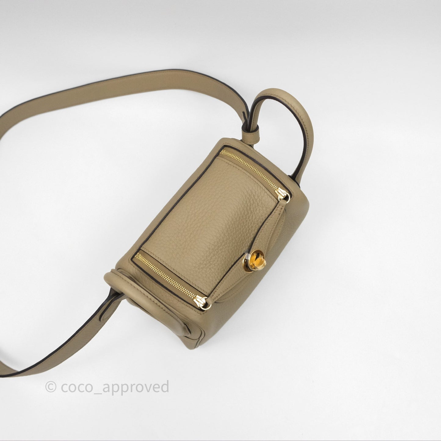 Hermès Mini Lindy 20 Beige Marfa 8Q Clemence Gold Hardware