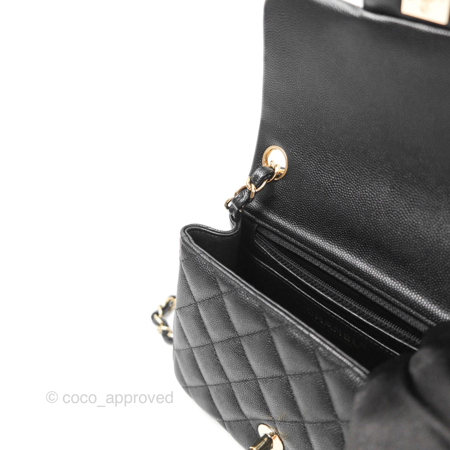 Chanel Quilted Mini Square Flap Black Caviar Gold Hardware