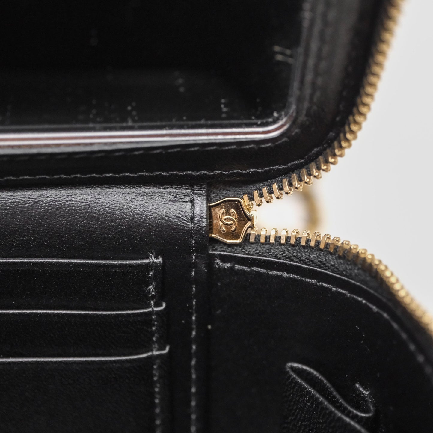 Chanel Vanity Rectangular Metal Top Handle Black Lambskin Aged Gold Hardware