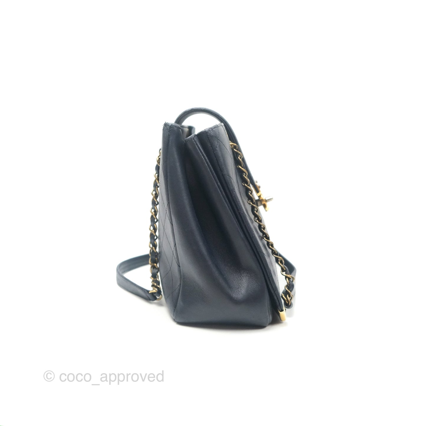 Chanel Medium Around The Corner Shopping Tote Navy Lambskin