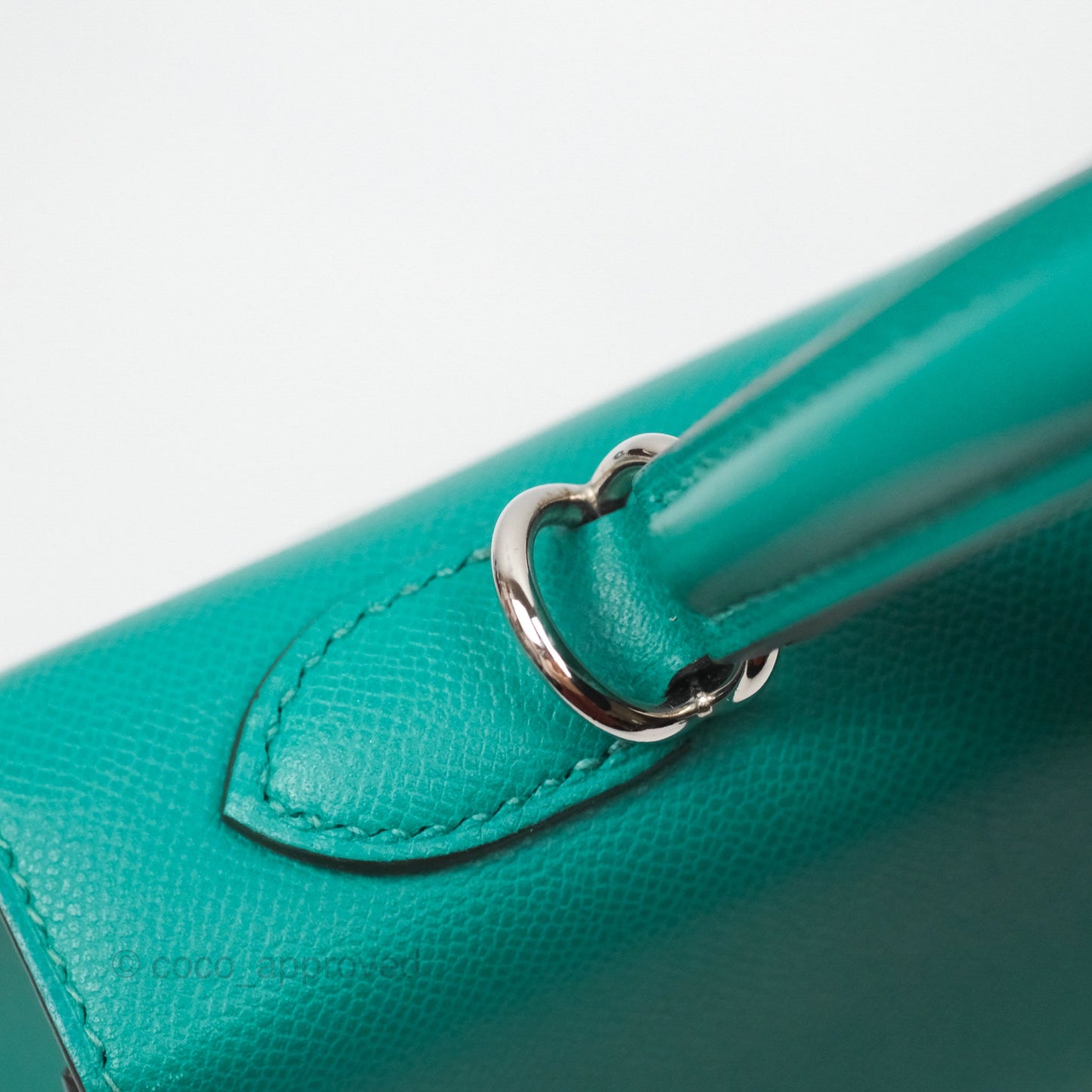 Hermès Sellier Kelly 25 Madame Leather Vert Verone U1/ Bleu De Prusse 7P Palladium Hardware