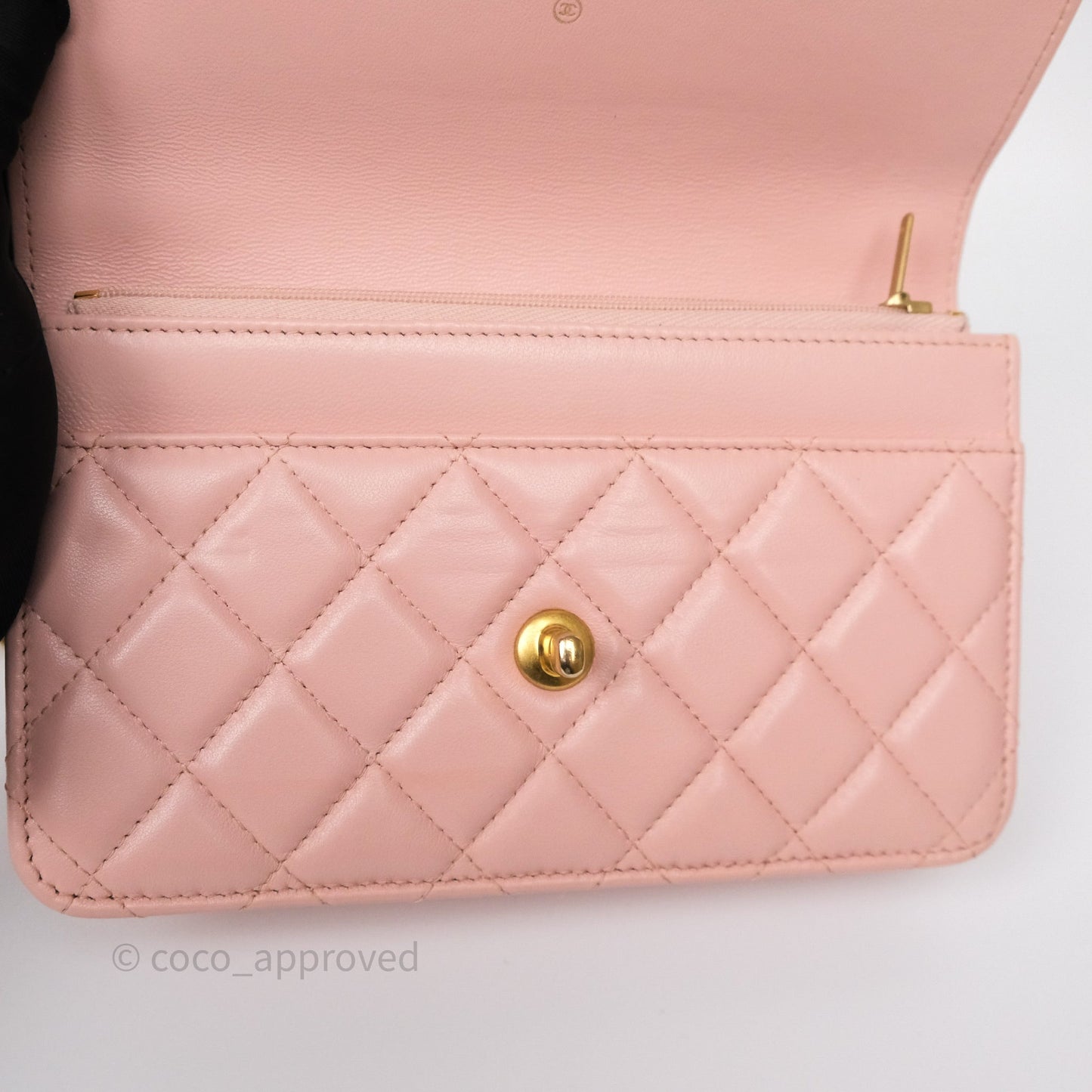 Chanel Camellia Crush Wallet on Chain WOC Pink Lambskin Aged Gold Hardware