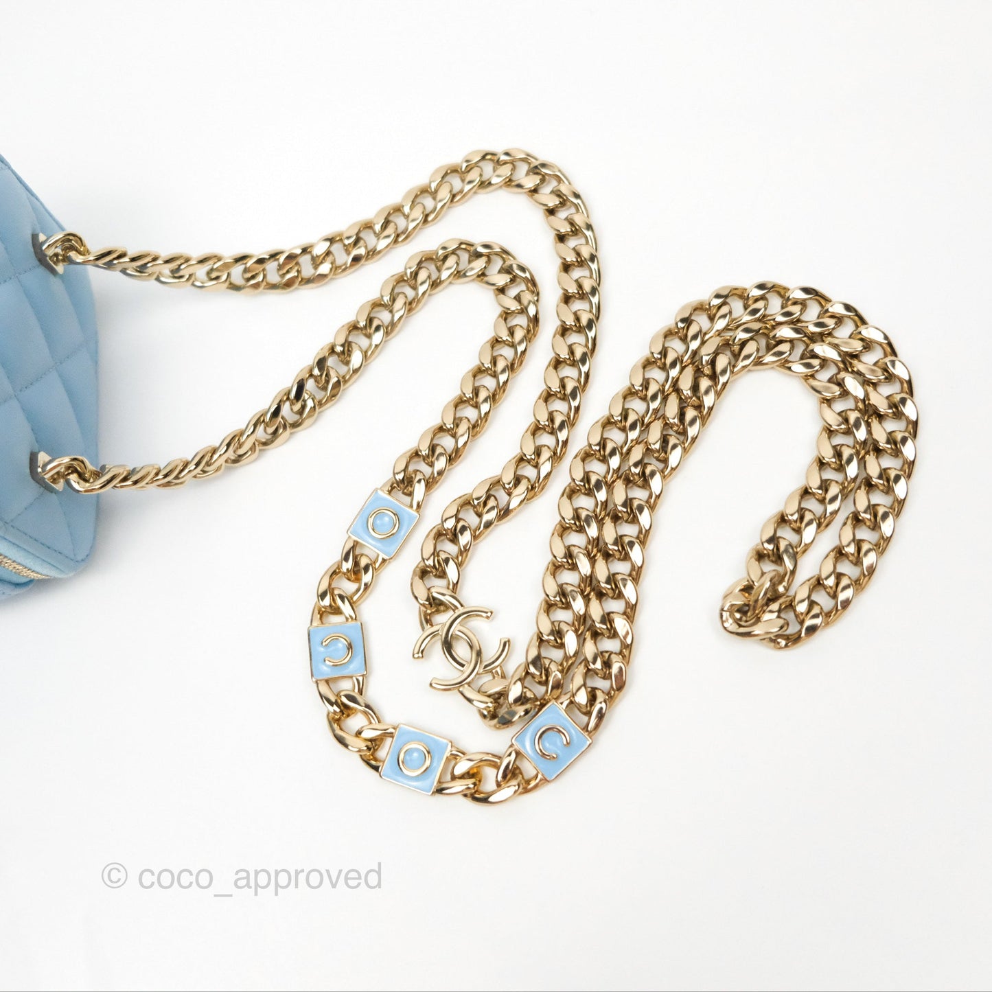 Chanel Mini Vanity Coco Chain Blue Lambskin Gold Hardware