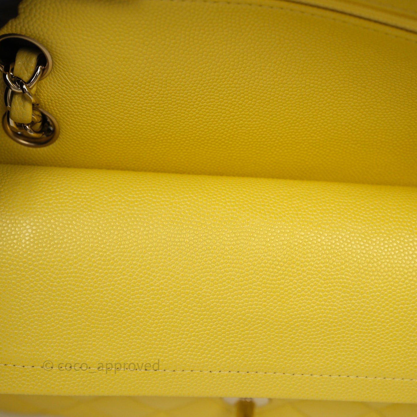 Chanel Small Classic Flap Quilted Yellow Caviar Gold Hardware
