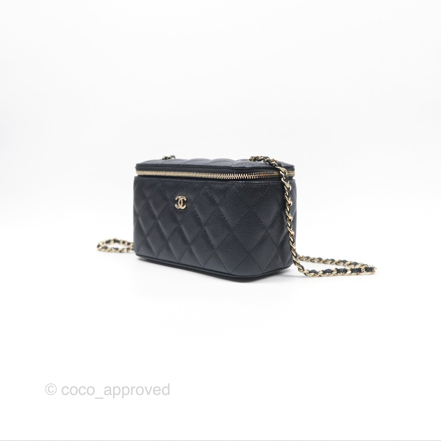 Chanel Vanity Rectangular With Chain Black Caviar Gold Hardware