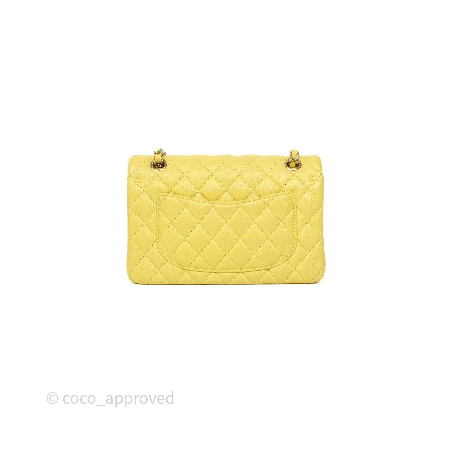 Chanel Small Classic Flap Quilted Yellow Caviar Gold Hardware