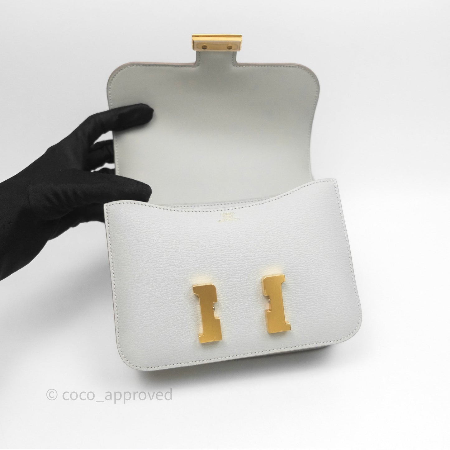 Hermès Constance Mini 18cm Mirror Gris Perle 80 Chevre Mysore Gold Hardware