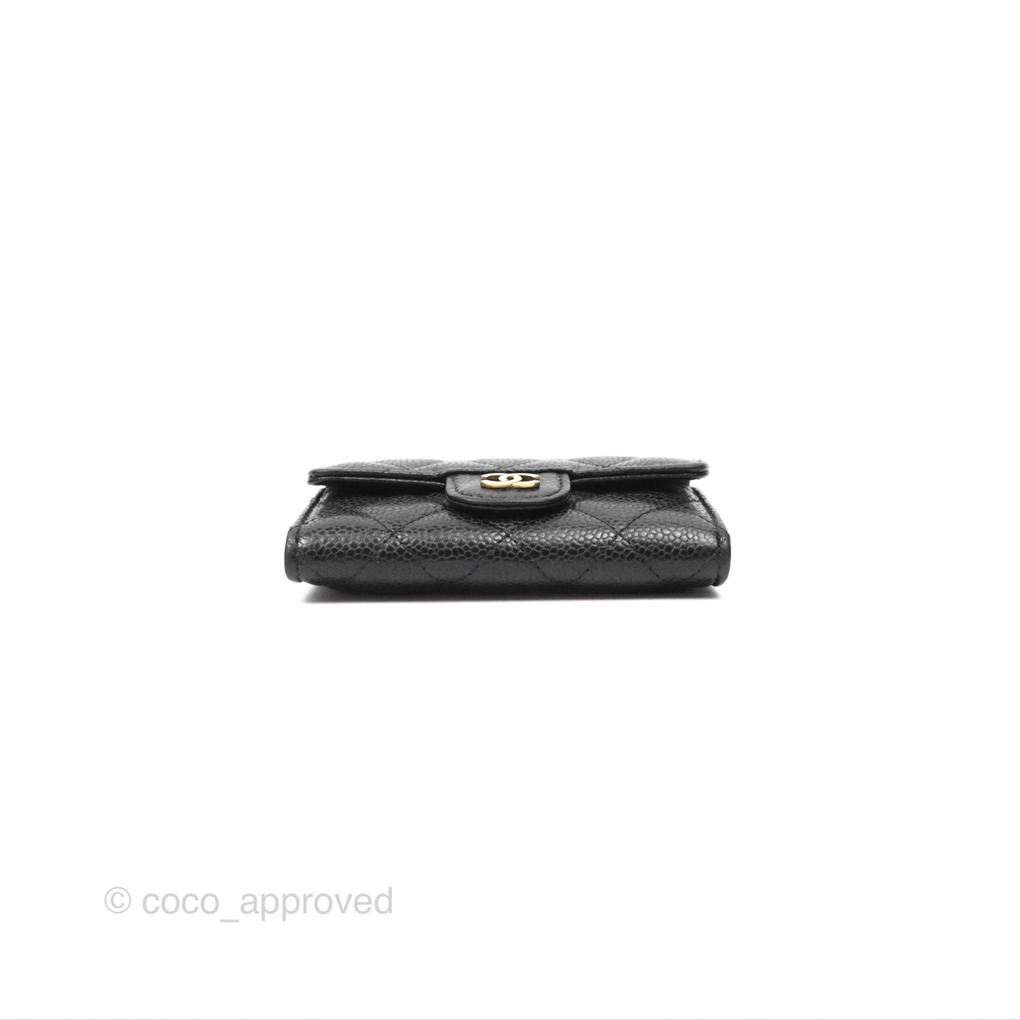 Chanel Quilted Flap Card Holder Black Caviar Gold Hardware