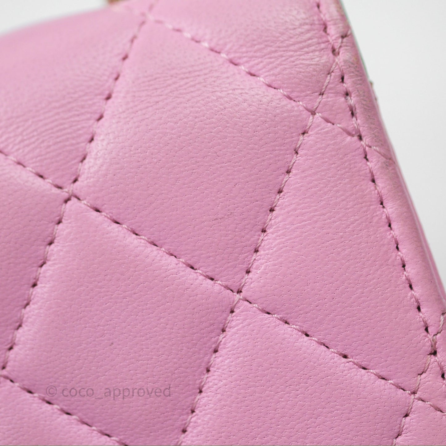 Chanel Mini Handle Clutch With Chain Pink/ Mint Lambskin Gold Hardware 23P