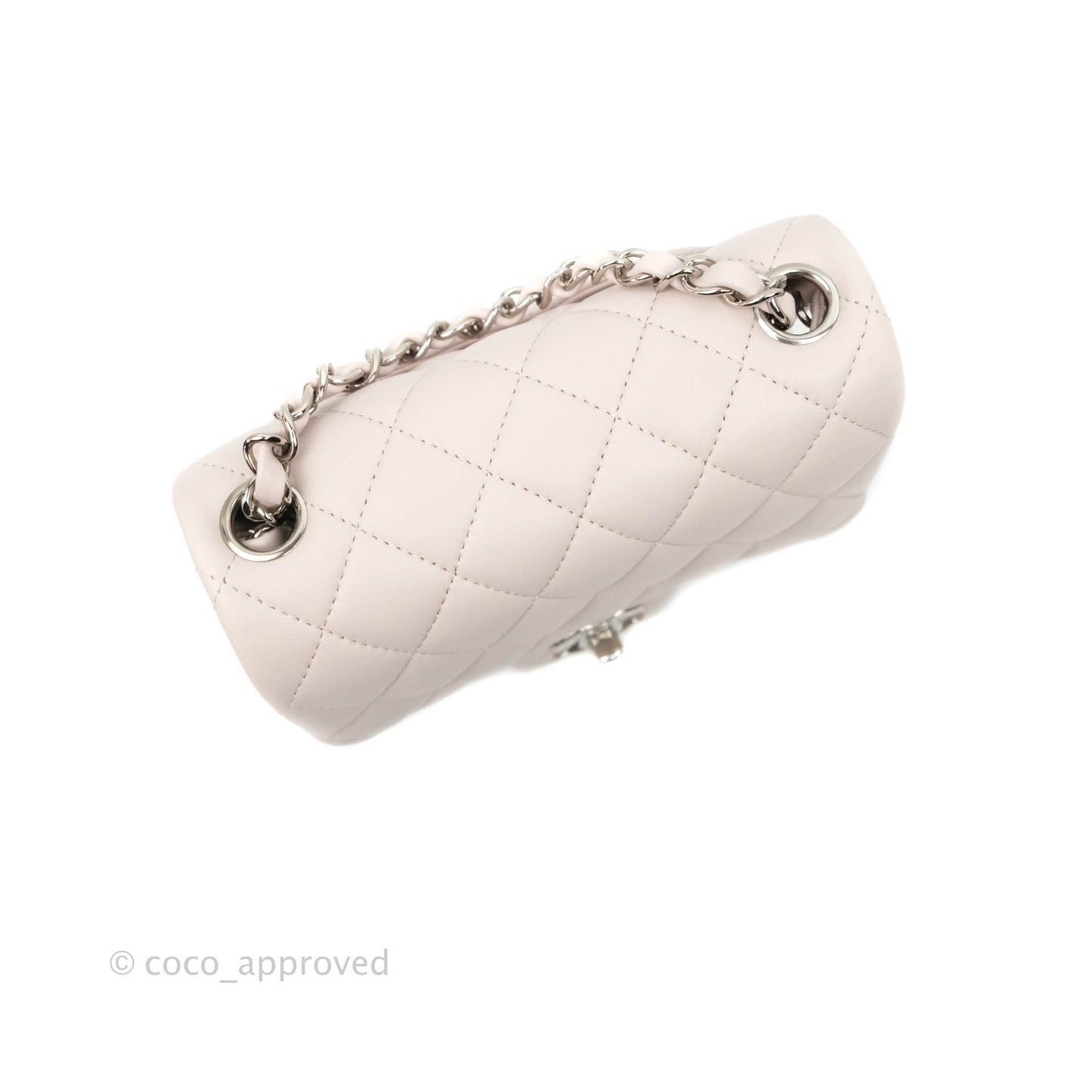 Chanel Quilted Mini Square Light Lilac Pink Lambskin Silver Hardware