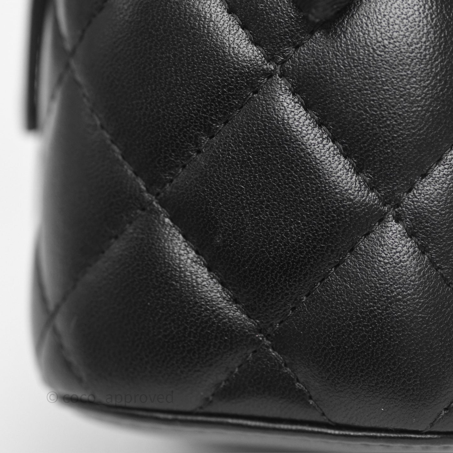 Chanel Quilted Pearl Crush Mini Vanity With Chain Black Lambskin Aged Gold Hardware