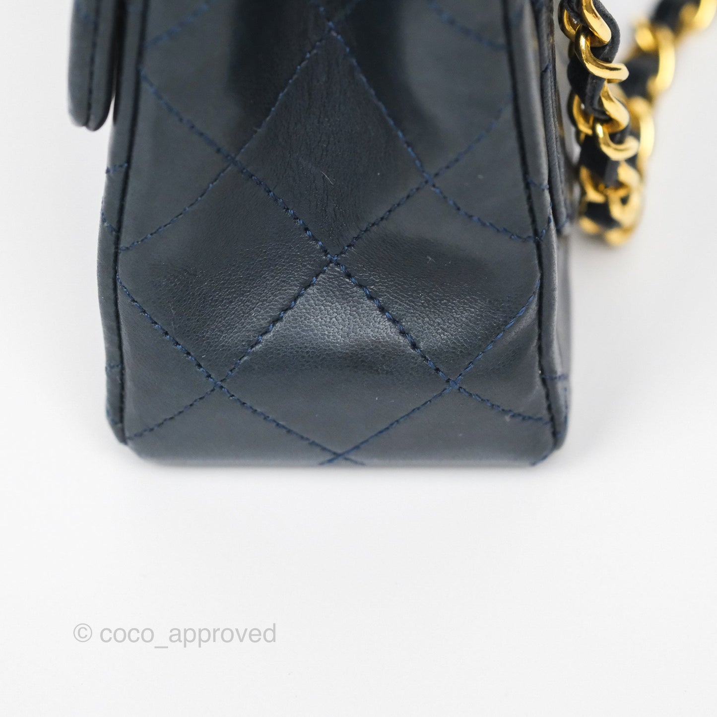 Chanel Vintage Mini Square Navy Lambskin 24K Gold Hardware