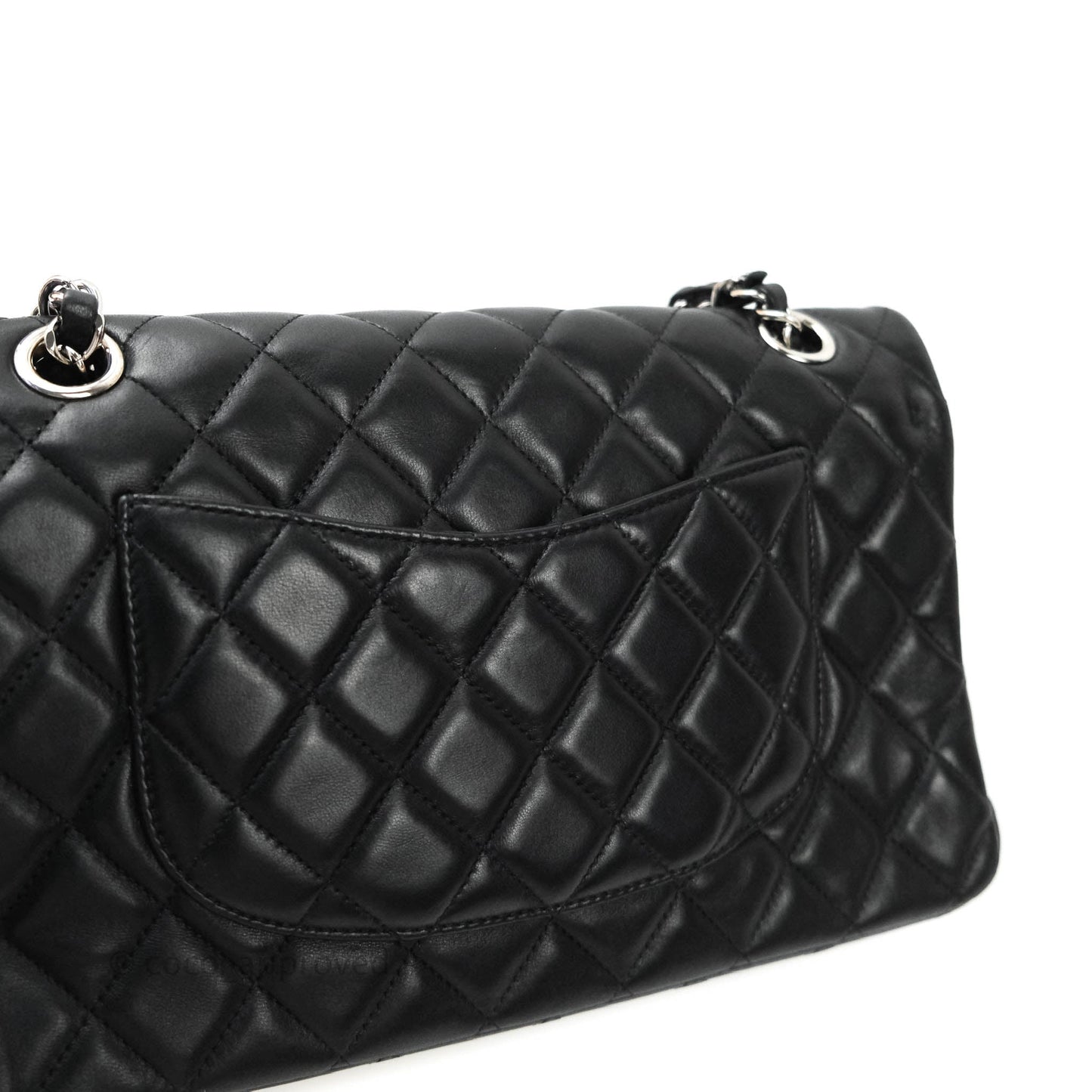 Chanel Classic M/L Medium Flap Bag Valentine Limited Edition Black Lambskin Silver Hardware