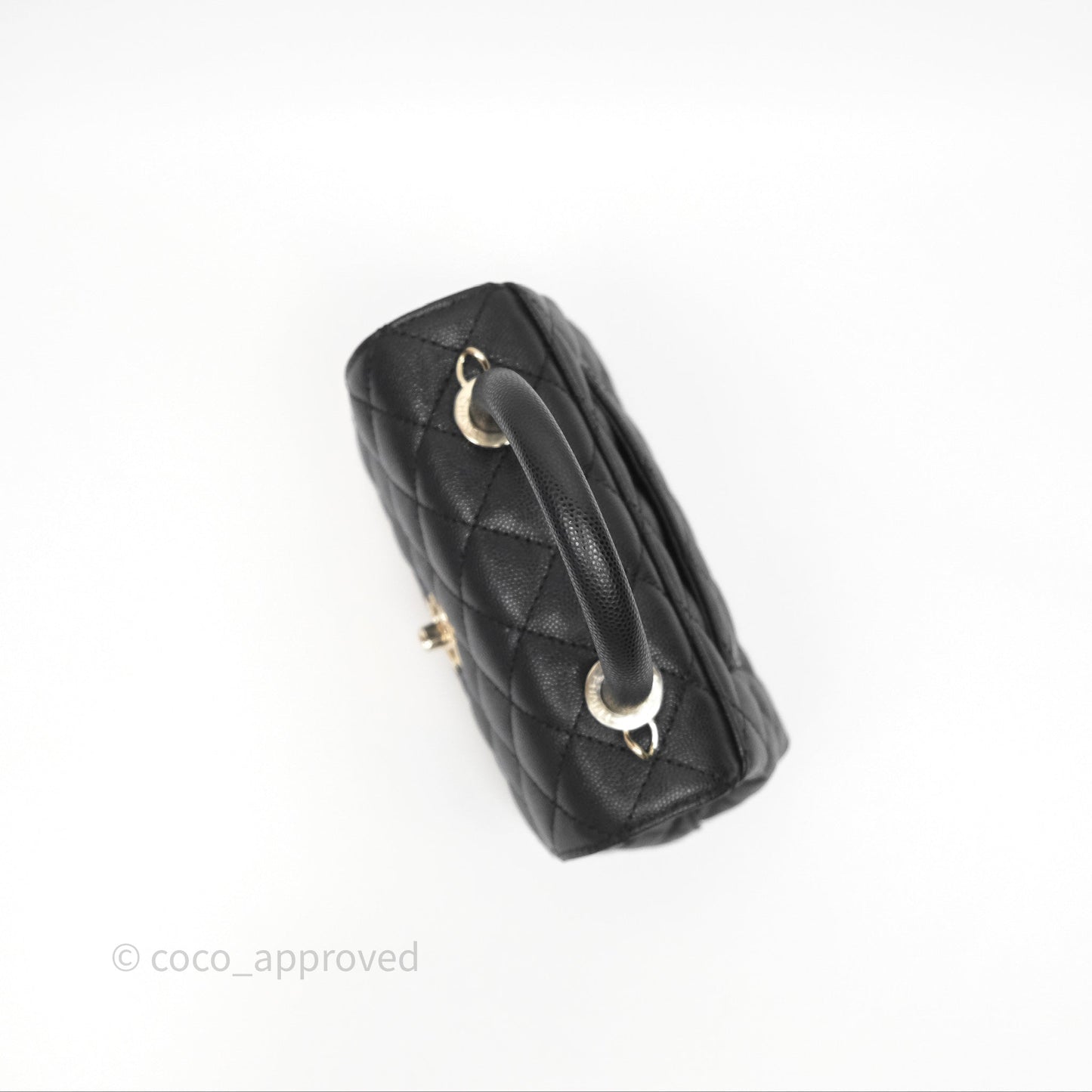 Chanel Mini Coco Handle Quilted Black Caviar Gold Hardware