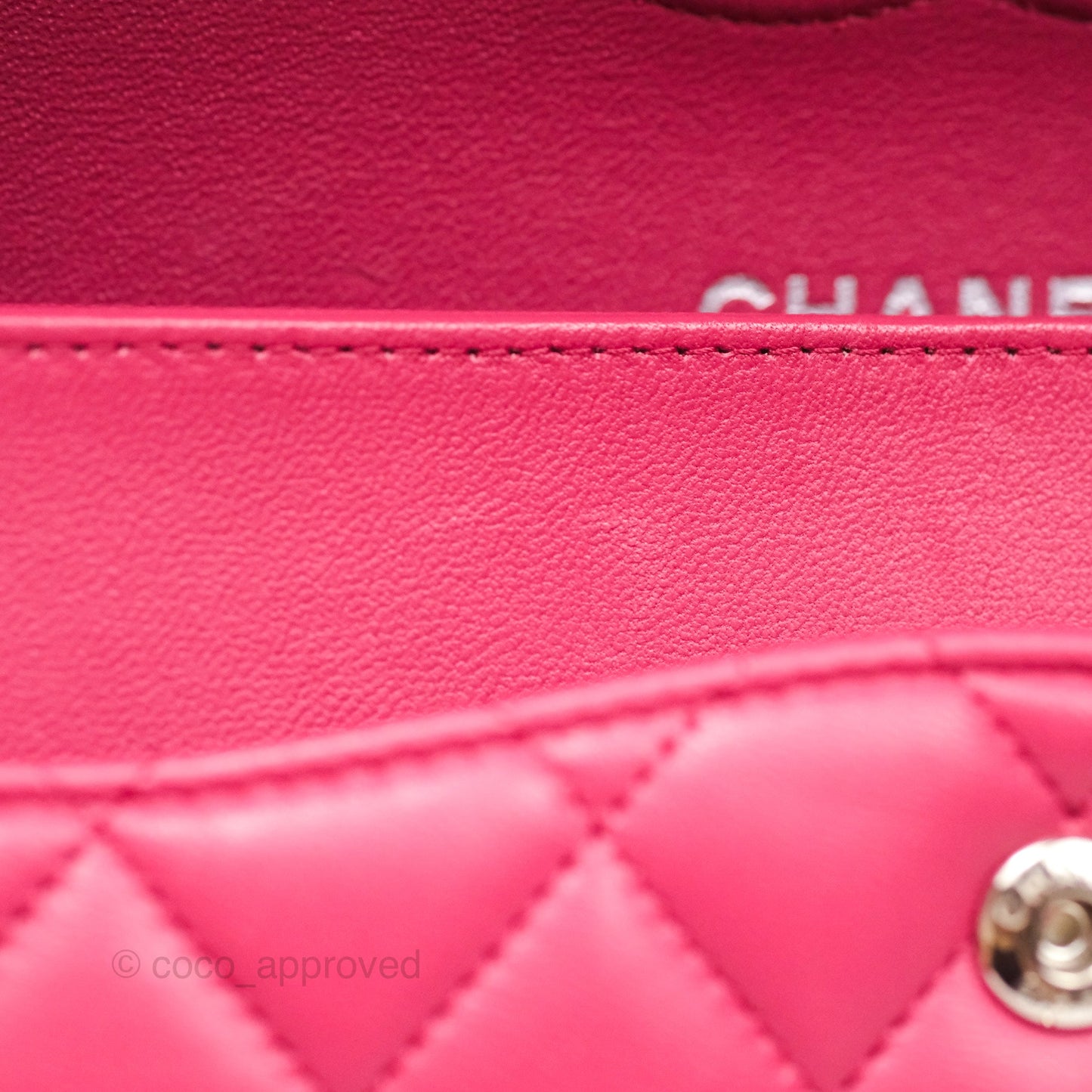 Chanel Classic M/L Medium Flap Quilted Dark Pink Lambskin Silver Hardware