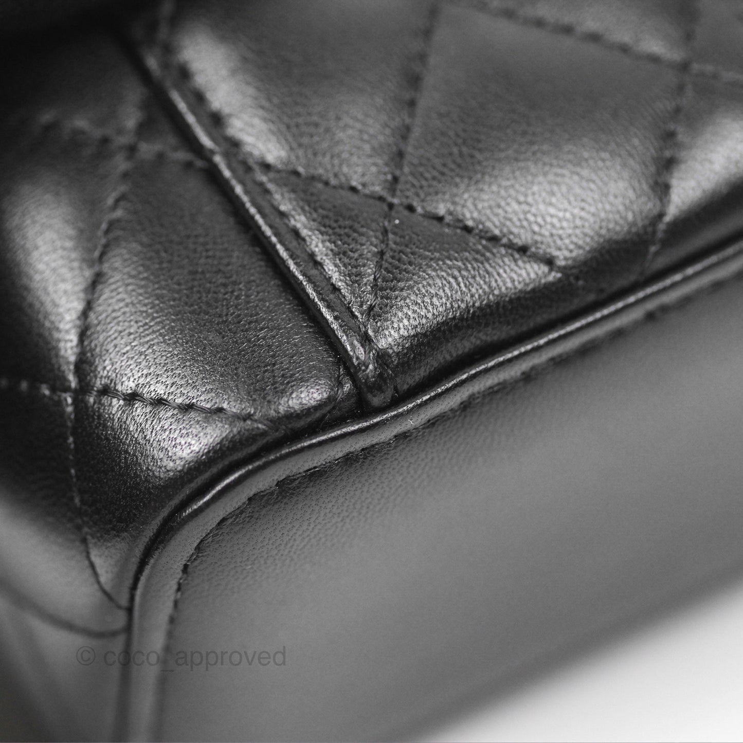 Chanel Mini Top Handle Vanity With Chain Black Lambskin Gold Hardware