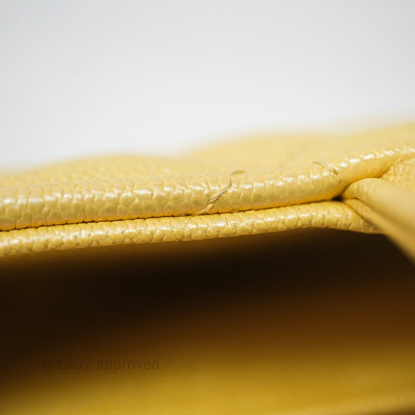 Chanel Classic M/L Medium Flap Quilted Iridescent Yellow Caviar Gold Hardware