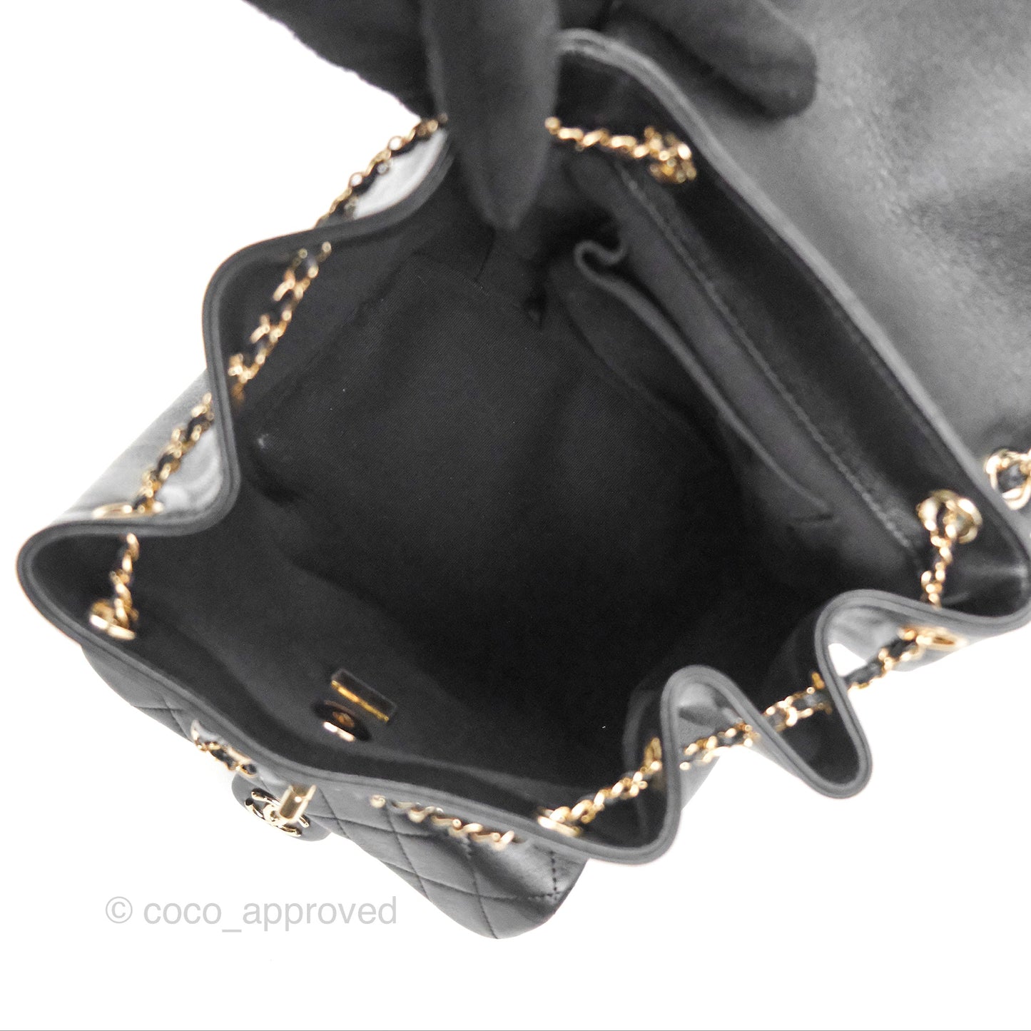 Chanel Quilted Large Duma Drawstring Backpack Black Lambskin