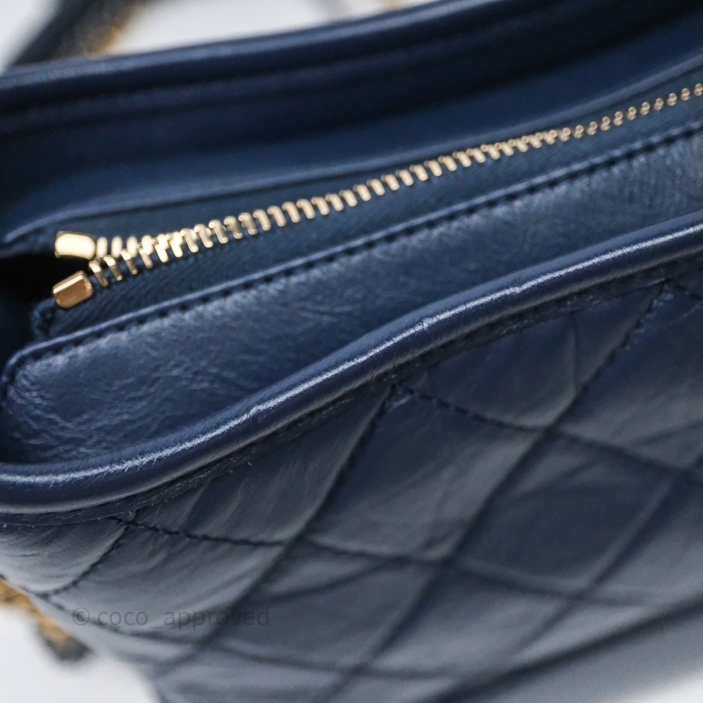 Chanel Quilted Small Gabrielle Hobo Navy Aged Calfskin Mixed Hardware
