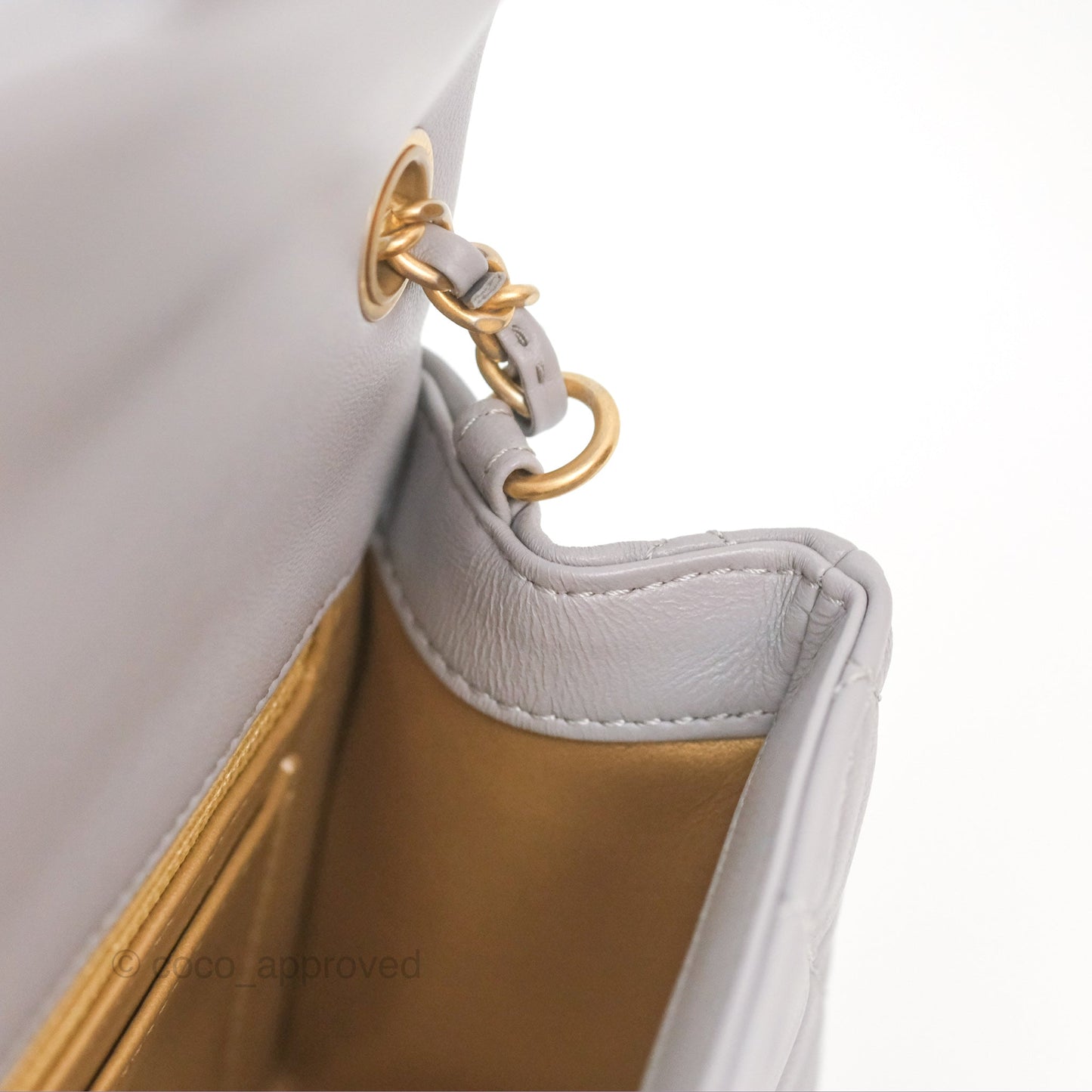 Chanel Pearl Crush Mini Rectangular Grey Lambskin Aged Gold Hardware