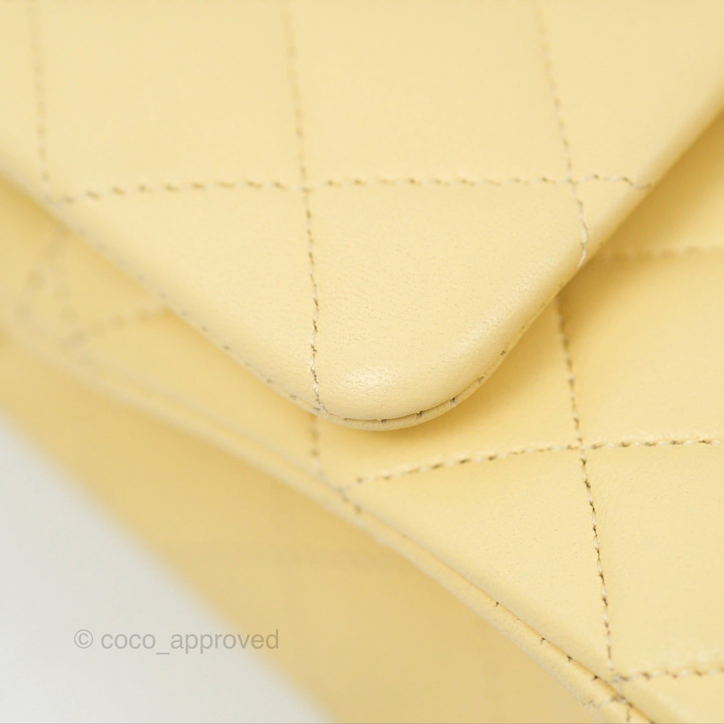Chanel Classic M/L Medium Flap Quilted Yellow Lambskin Gold Hardware