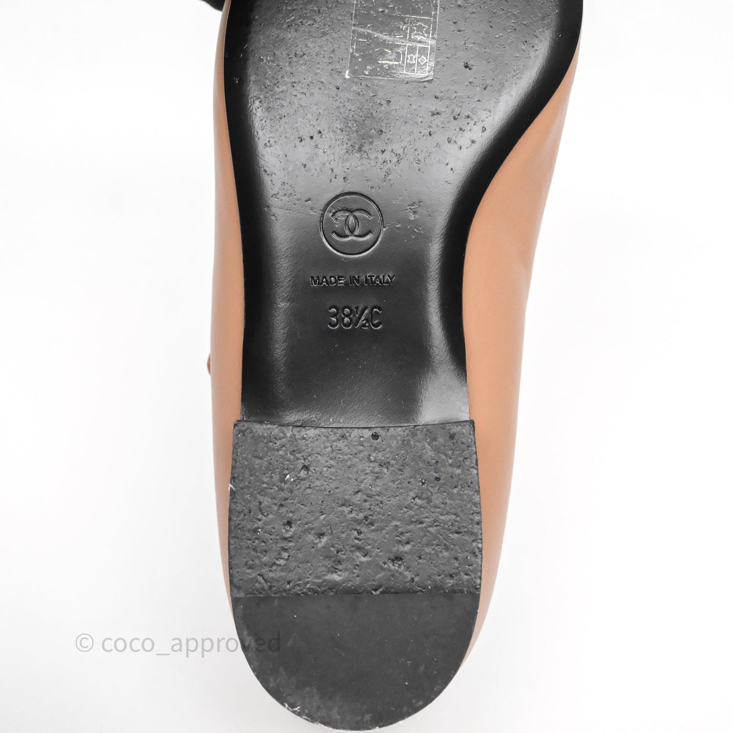 Chanel Crystal CC Flats Dark Beige/ Black Size 38.5