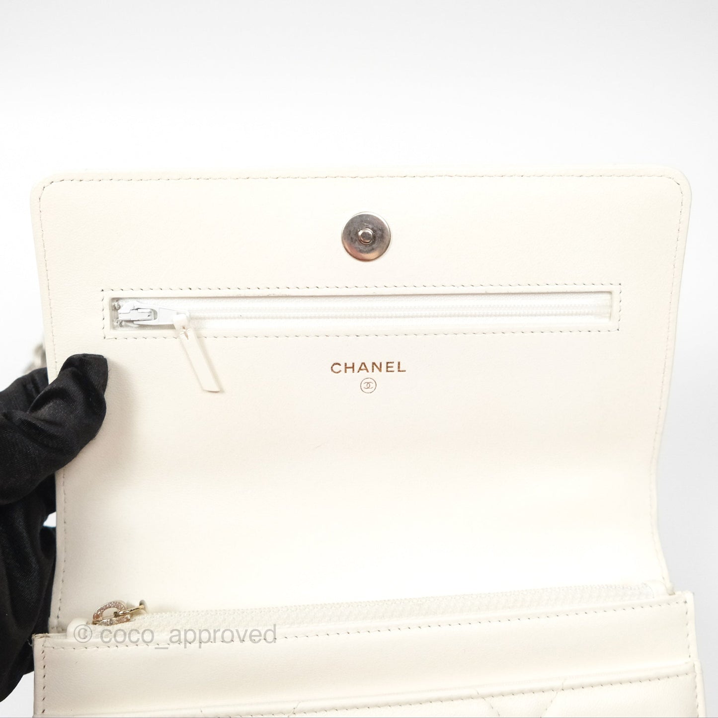 Chanel 19 Wallet on Chain WOC White Mixed Hardware
