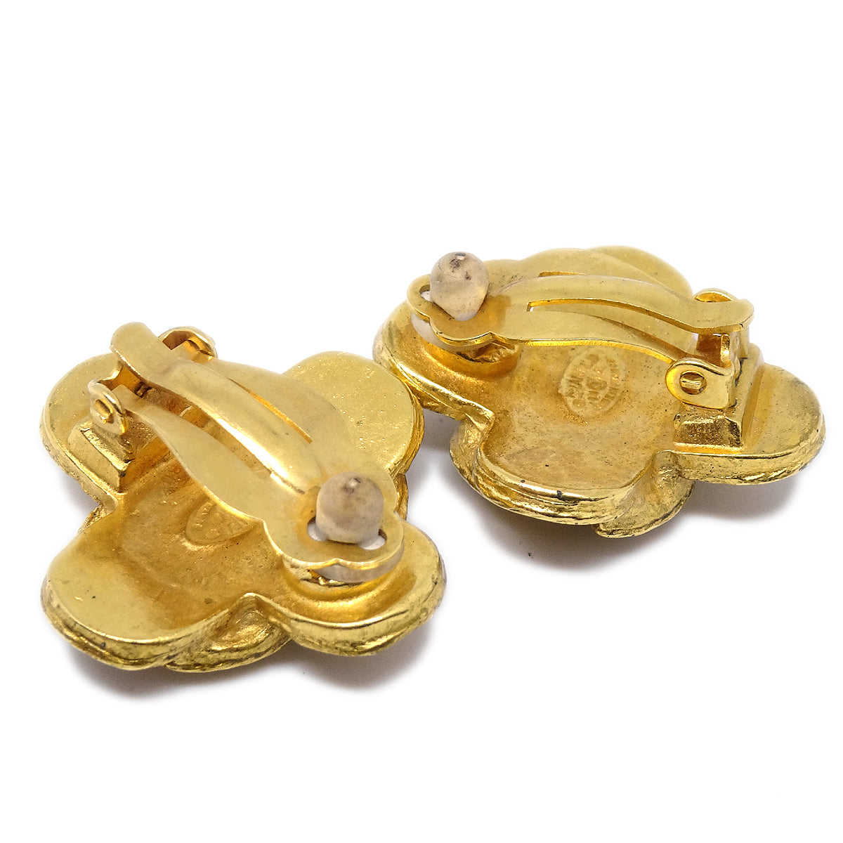 Luxury Chanel Cross Earrings Clip-On Gold 94A