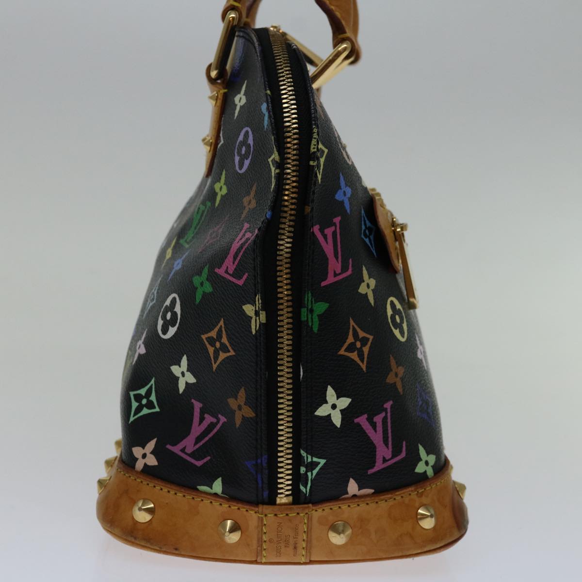 LOUIS VUITTON Monogram Multicolor Alma Hand Bag Black M92646 LV 69013