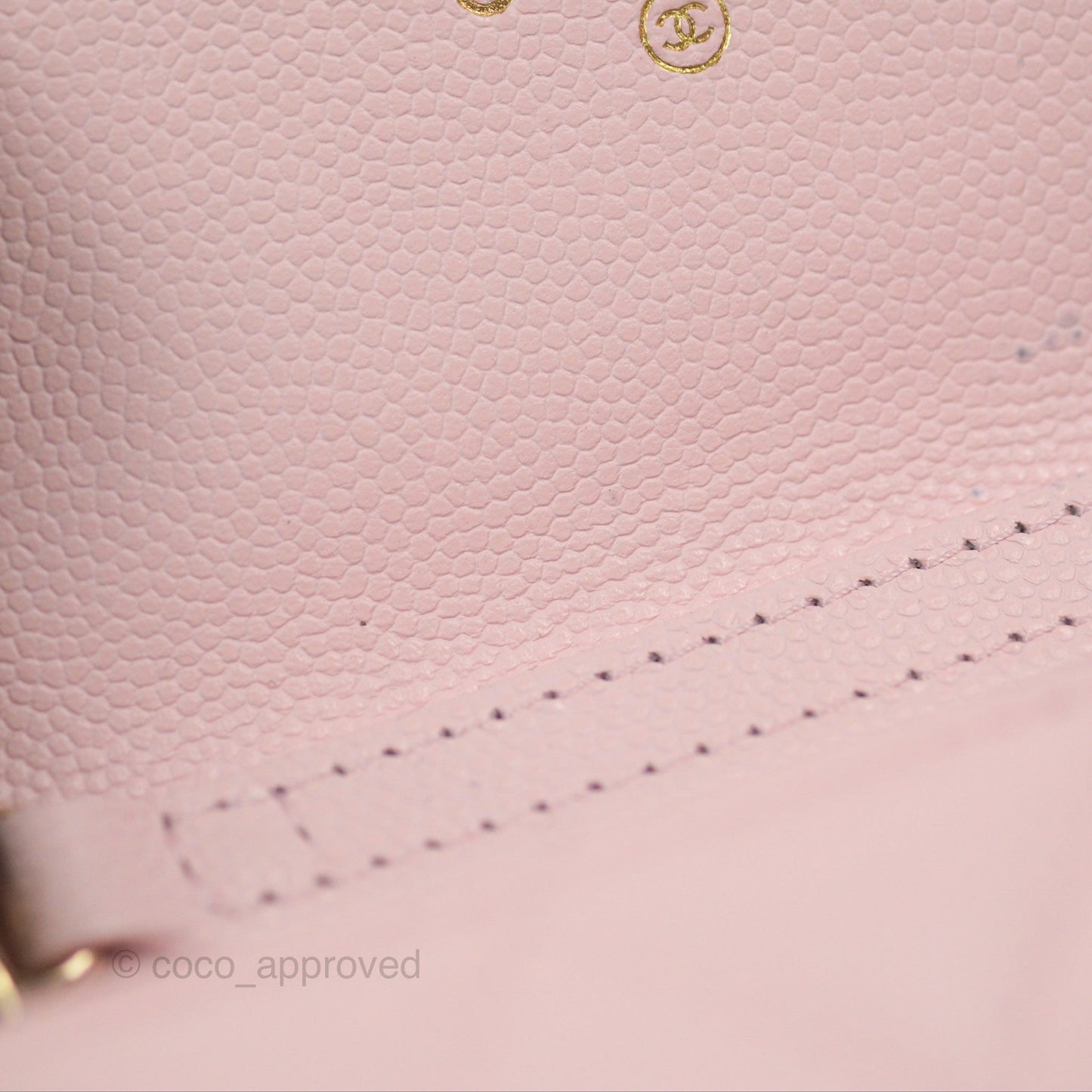 Chanel Mini Wallet With Chain Light Pink Caviar Gold Hardware