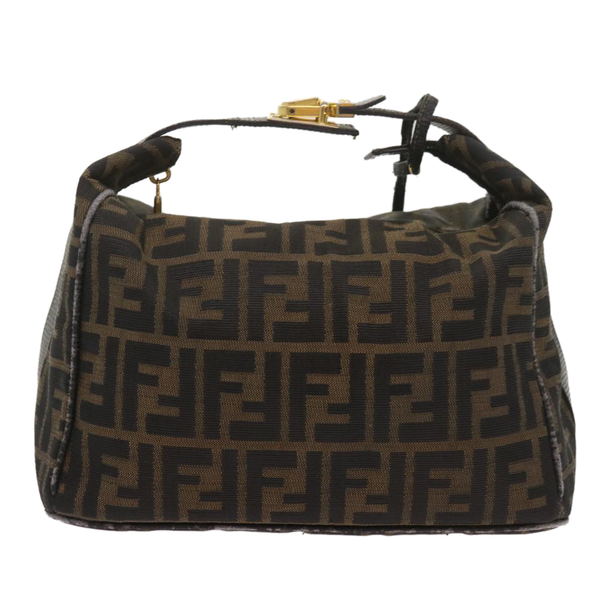 Luxury FendiZucca Canvas Vanity Hand Bag Brown Black69040
